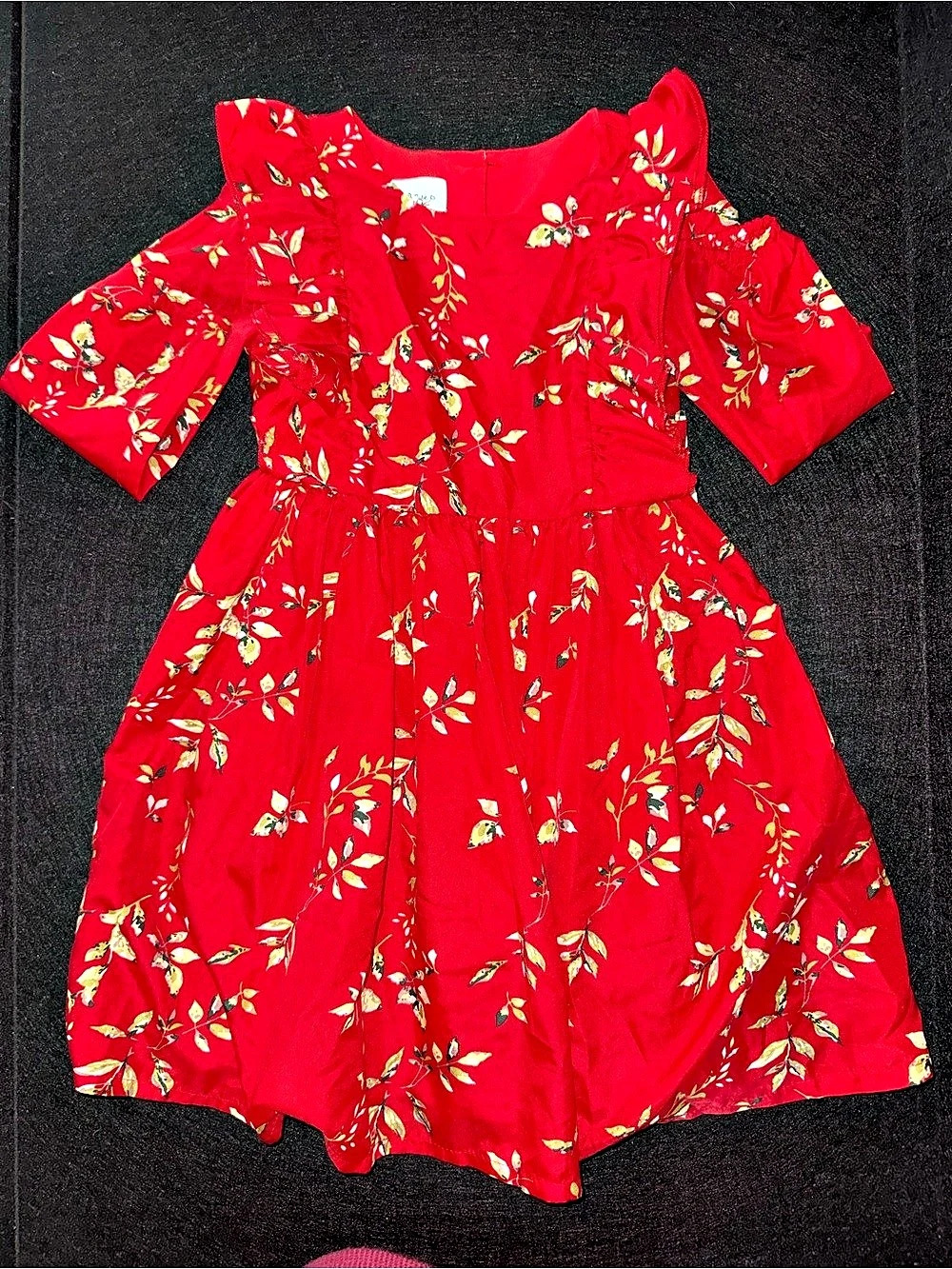 Pepper & Wicks Floral Dress in Red Girls Size 5 Like New